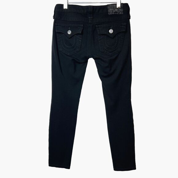 True Religion Jeans Swarovski Stretch Skinny Misty Pave Ponte Black Size 24 - Picture 1 of 9